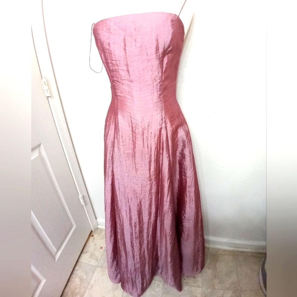 A.B.S by Allen Schwartz Spaghetti Strap Bubble Hem Long Gown